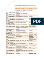 Cronograma de Actividades Para El Año Lectivo 2016