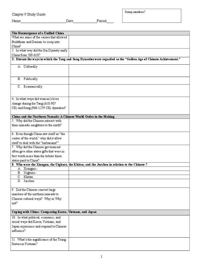 Study Guide: Unified China & Influences | PDF
