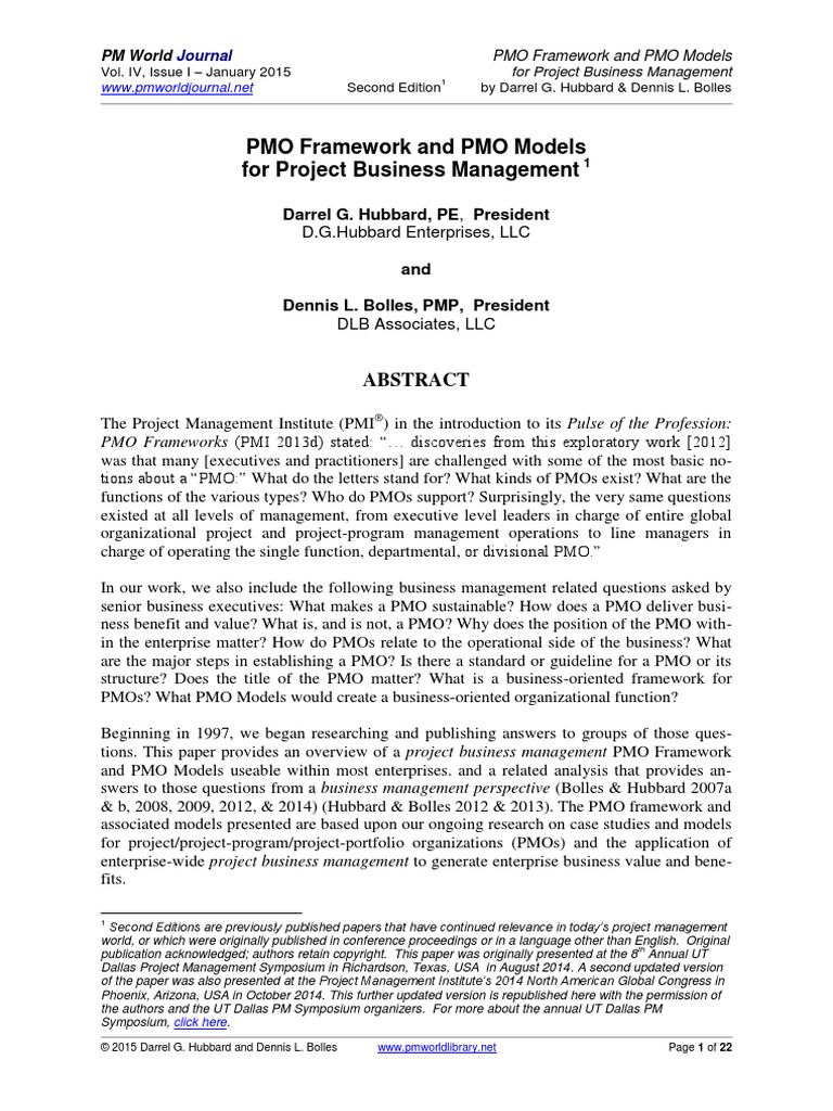 PMO Framework and PMO Models For Project Business Management | PDF ...
