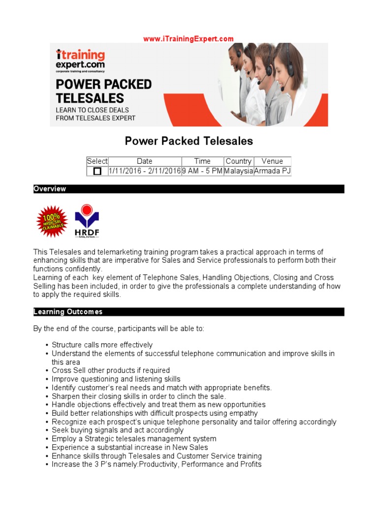Power Packed Telesales | PDF | Call Centre | Sales