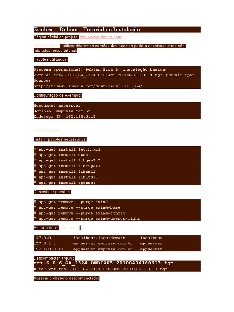 Zimbra Installation Guide for Debian | PDF | Ip Address | Domain Name ...