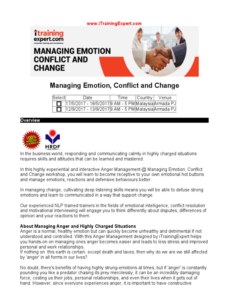 Managing Emotion Conflict and Change | PDF | Anger | Neuro Linguistic ...