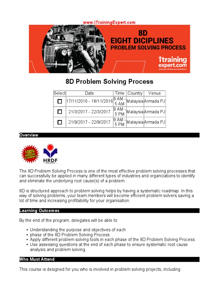 8D Problem Solving Process | PDF | Payments | Science