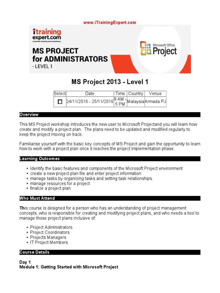 Microsoft Project Workshop Overview | PDF | Payments | Project Management