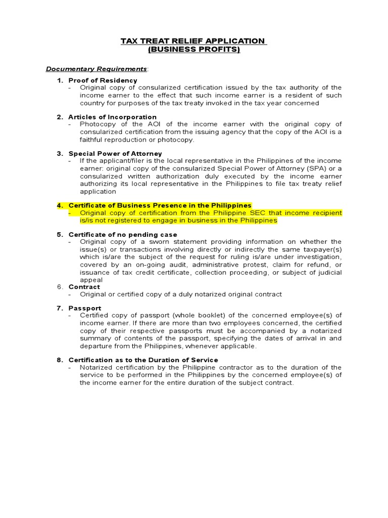 Tax Treaty Relief Application Guide | PDF | Tax Treaty | Notary Public