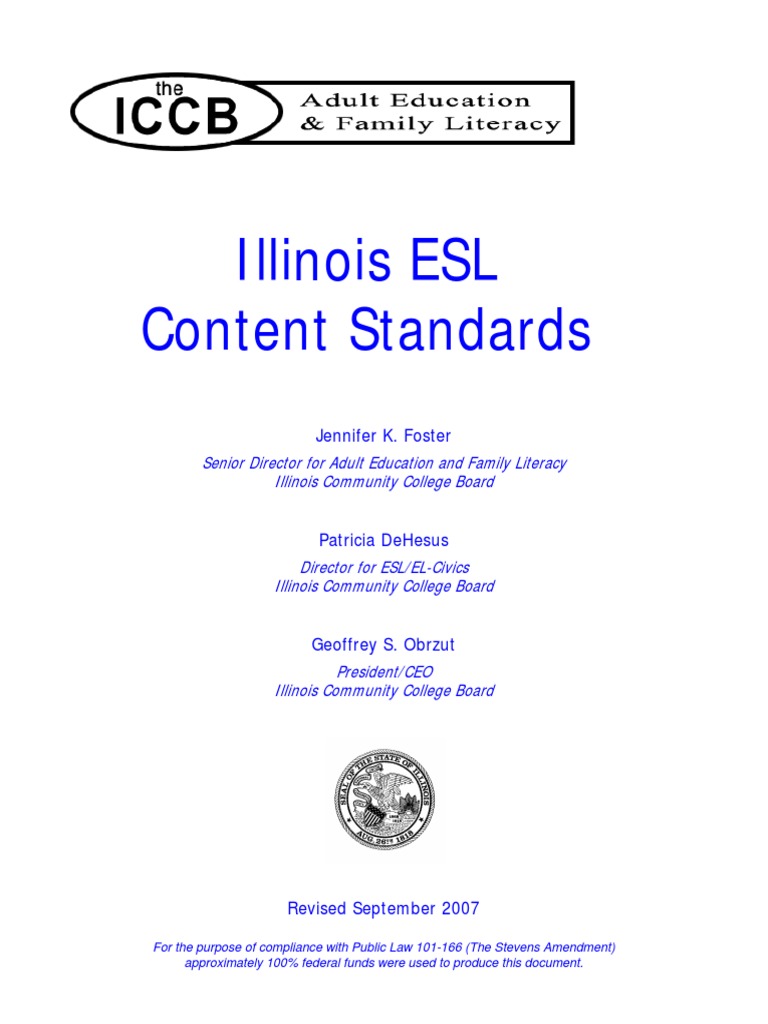 Illinois ESL Content Standards PDF | PDF | English As A Second Or ...