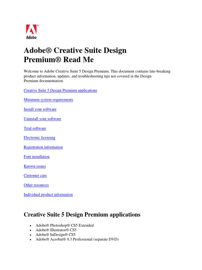 Creative Suite 5 Design Premium Read Me-Arabic | PDF | Adobe.
