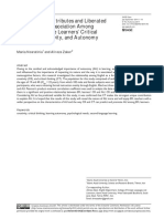 Metacognitive Attributes and Liberated Progress: The Association Among Second-Language Learners' Critical Thinking, Creativity, and Autonomy