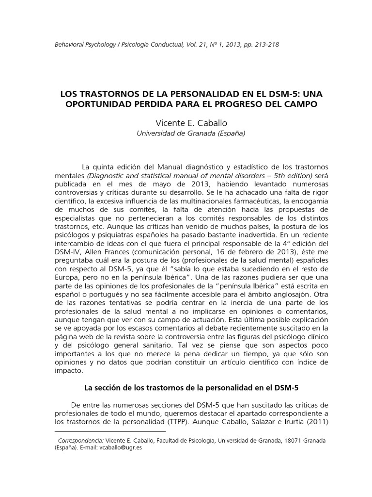 Sobre Los TTPP en El DSM-5 PDF | PDF | Manual Diagnóstico y Estadístico ...