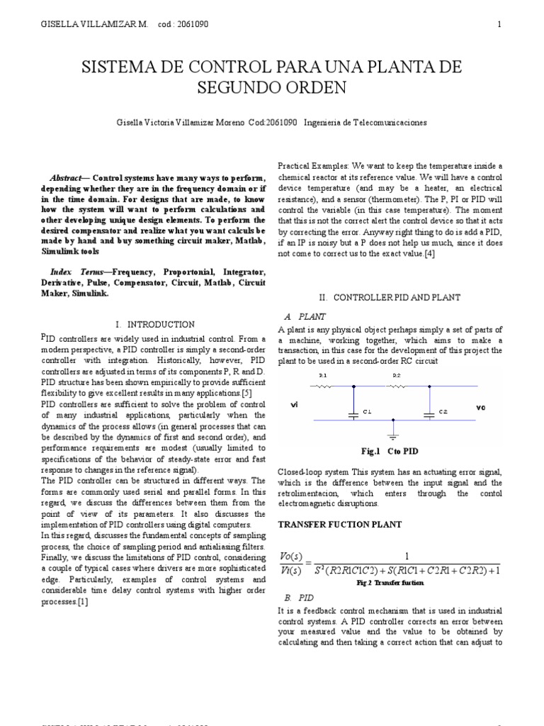 PID Controller Design and Analysis | PDF | Control Theory | Control System