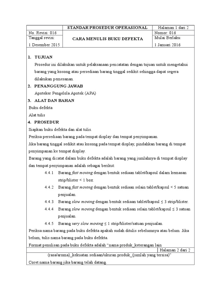 Sop Menulis Buku Defekta Pdf