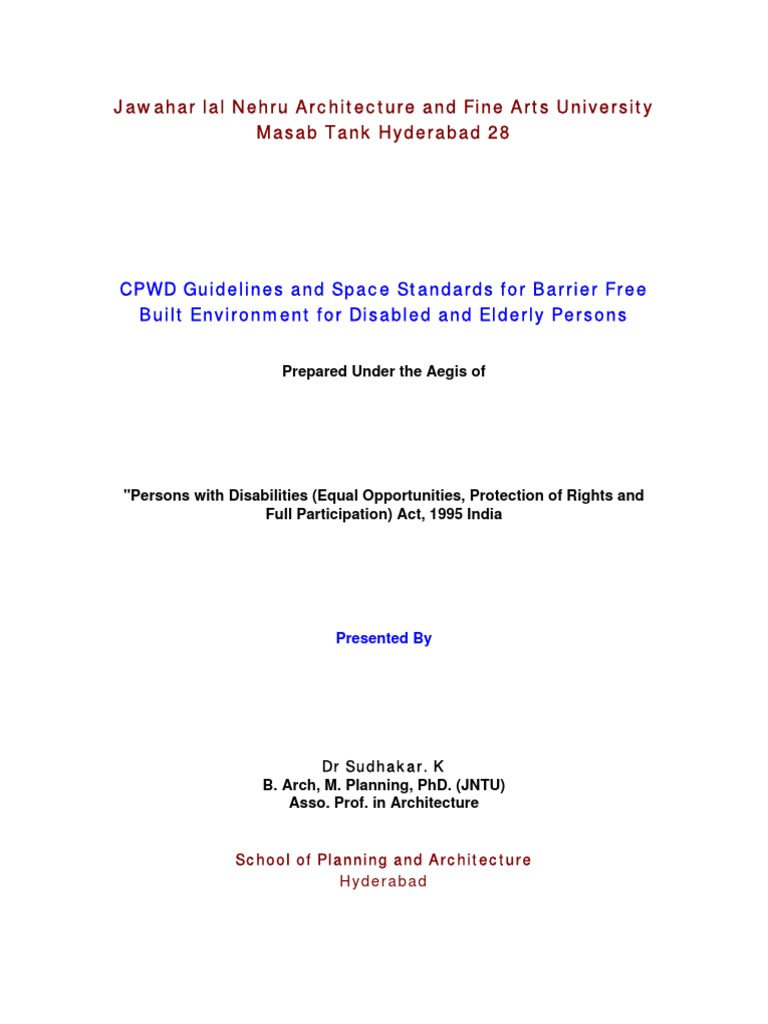 CPWD Guidelines For Barrier Free Design DR Sudhakar PDF | PDF ...