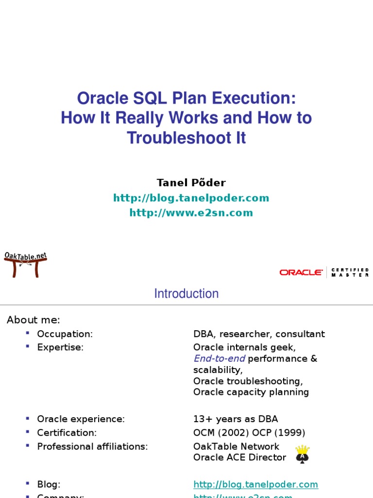 Oracle SQL Plan Execution: How It Really Works and How To Troubleshoot ...