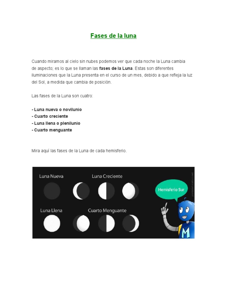 Fases de la Luna y su ciclo lunar | PDF | Luna | Fenómenos Periódicos