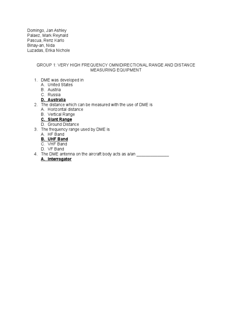 Group1 VOR and DME Questions PDF Radio