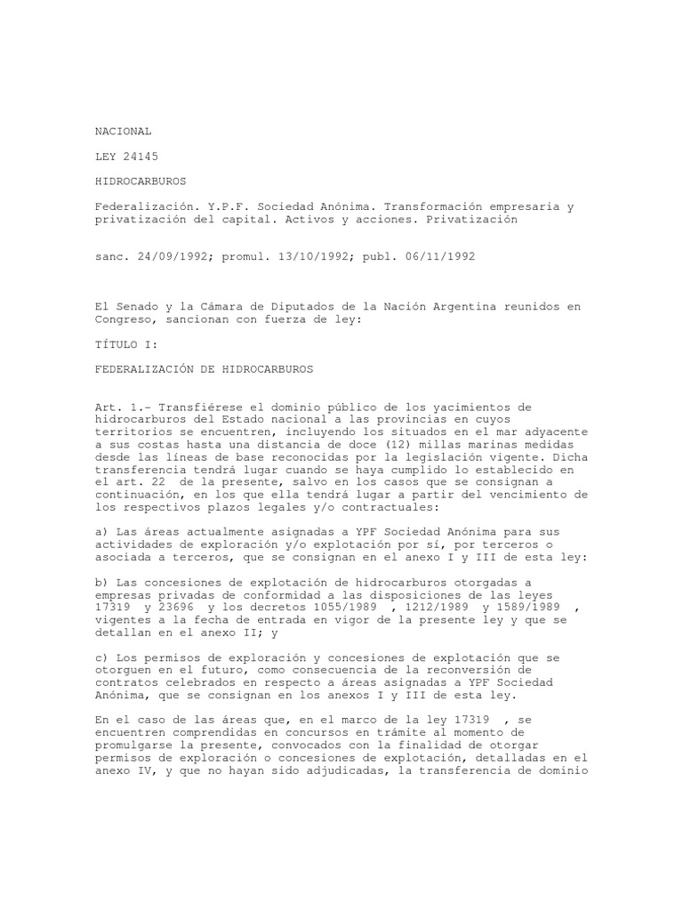 Federalización y Privatización de YPF | PDF | Compartir (Finanzas ...