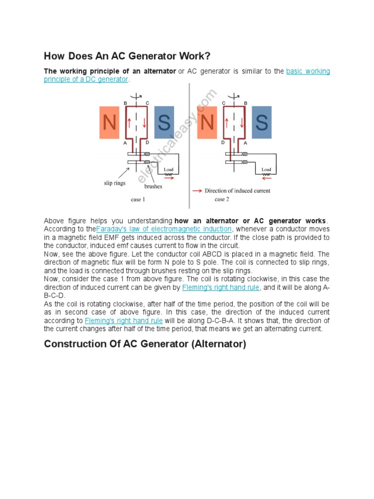 How Does An AC Generator Work PDF Electric Generator Induction