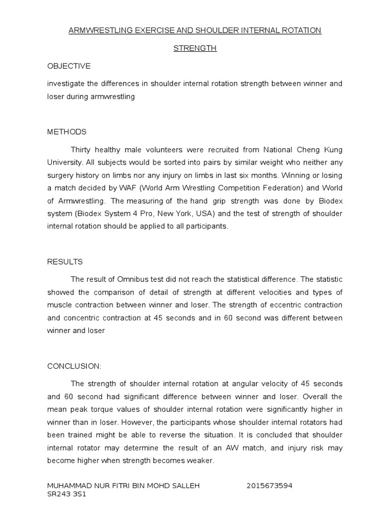 Armwrestling and Shoulder Rotation Strength | PDF | Wellness