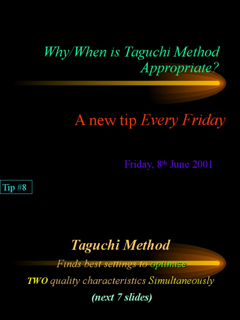 Taguchi Method for Optimizing Quality | PDF | Signal To Noise Ratio ...