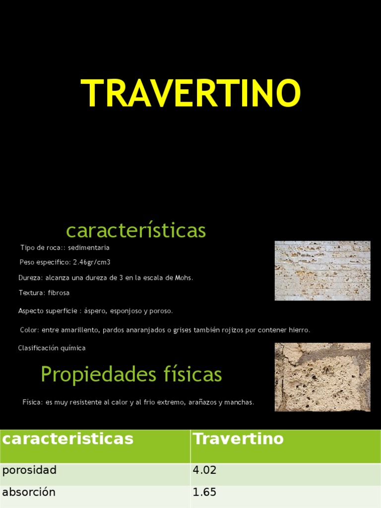 Características y usos del travertino | PDF | Roca (geología) | Minerales