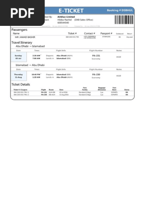 Airblue Ticket