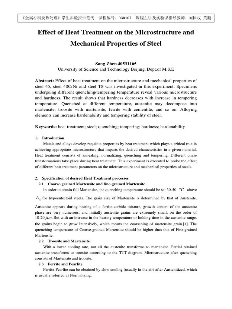 Effect of Heat Treatment On Microstructure PDF | PDF | Heat Treating ...