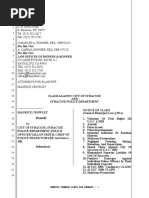 Maurice Crawley notice of claim against Syracuse Police