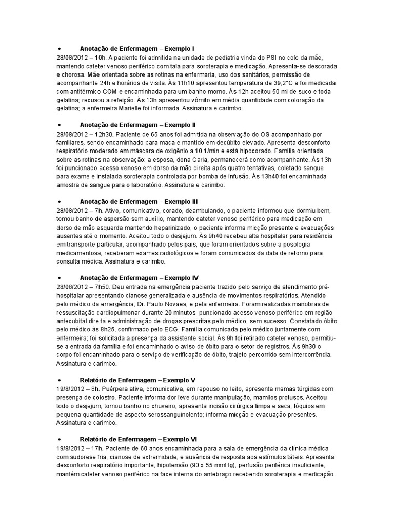 Anotacao De Enfermagem Veia Enfermagem