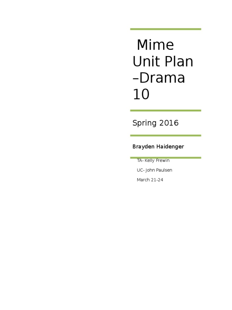 Unit Plan - Mime | PDF | Educational Assessment | Classroom