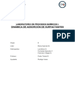 Dinámica de Adsorción de Surfactantes: Laboratorio de Procesos Químicos I