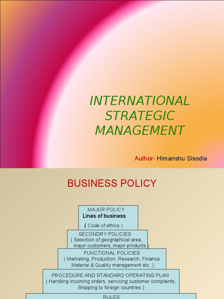 International Strategic Management Overview | PDF | Value Chain ...
