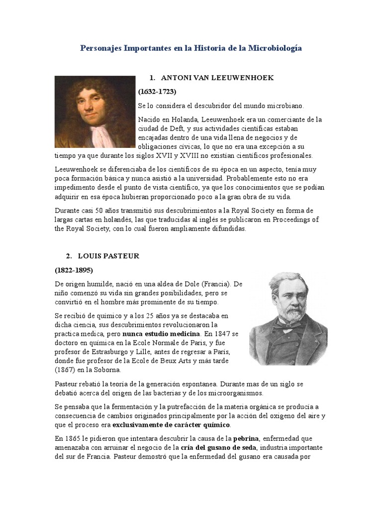 Pioneros de la Microbiología Médica | PDF | Luis Pasteur | Microorganismo