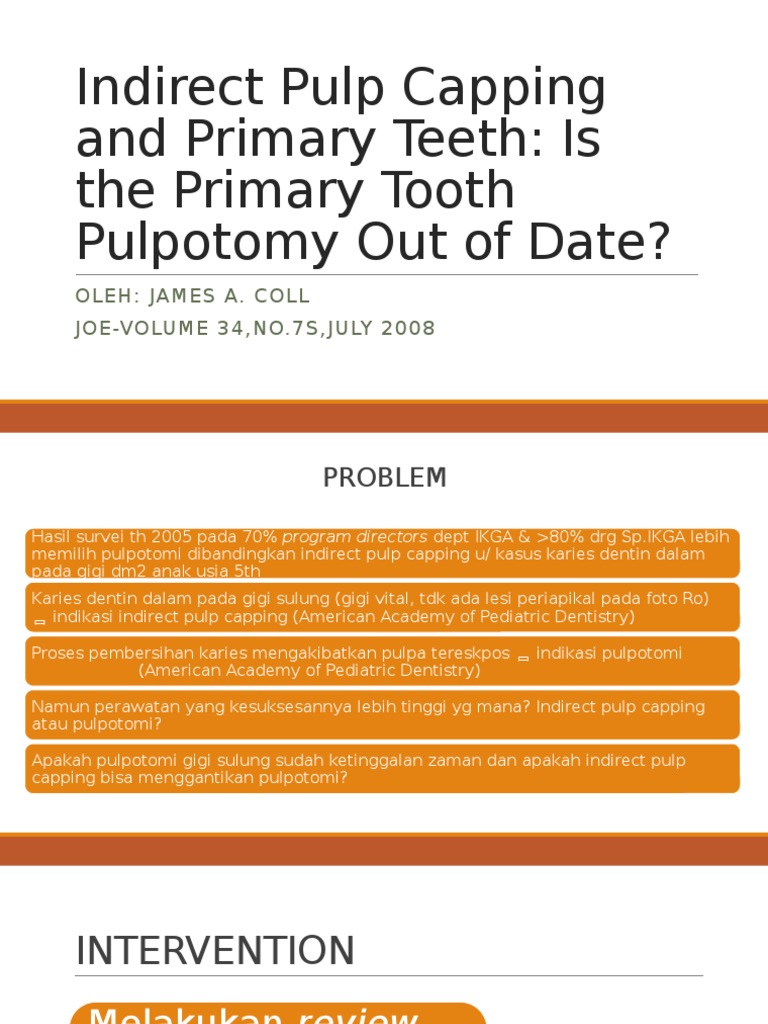 Indirect Pulp Capping vs Pulpotomy | PDF