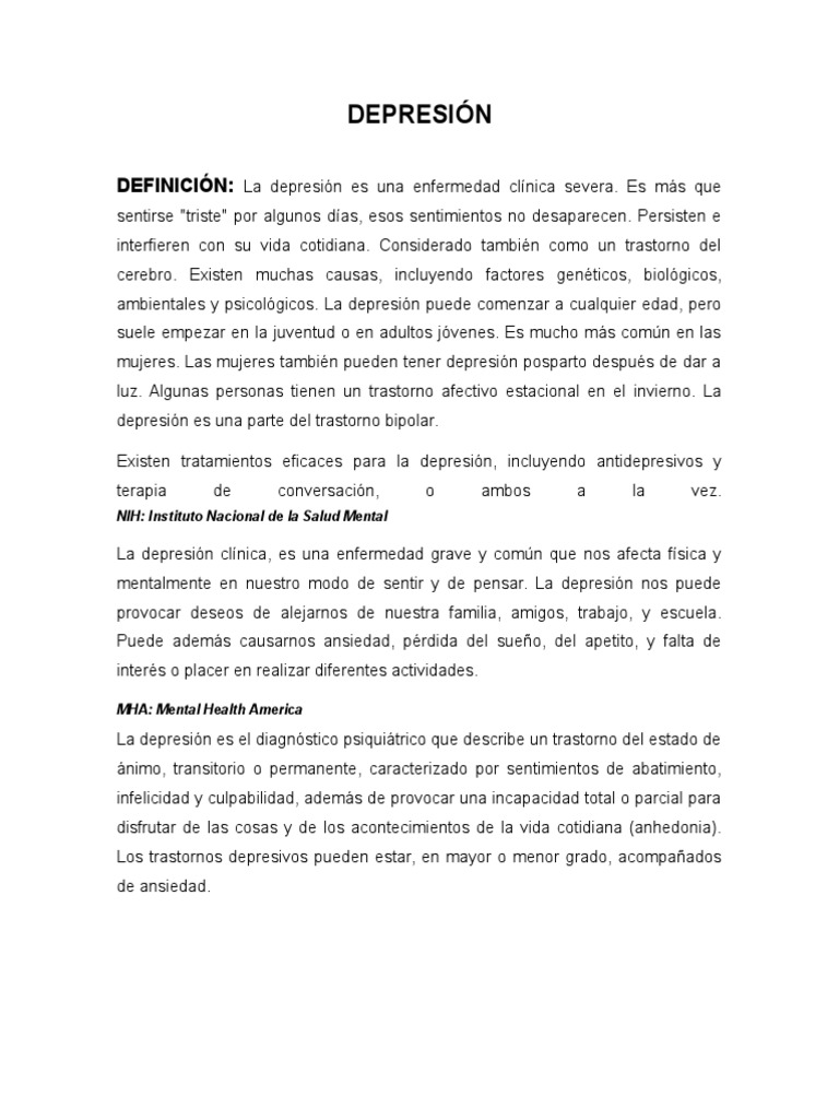 Etiología y diagnóstico de la depresión | PDF | Trastorno depresivo ...