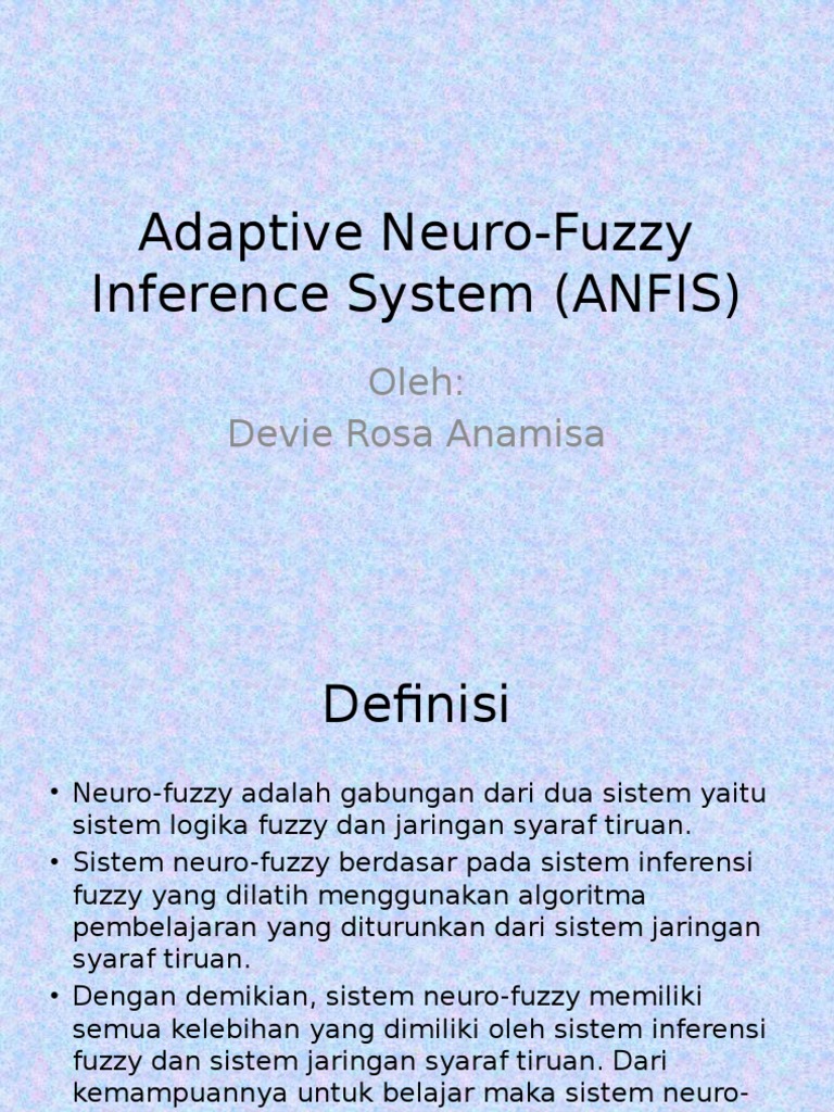 Sistem Inferensi Fuzzy Adaptif ANFIS | PDF