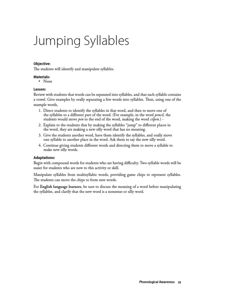 Jumping Syllables PDF