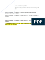 Coroparate Diversification and Strategic Decisions. Investment, Financing and Dividend