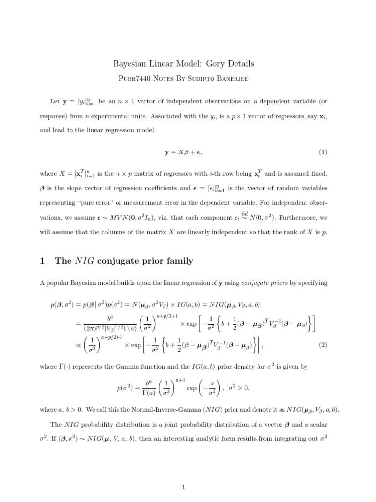 Bayesian Linear Model Gory Details | PDF | Regression Analysis | Linear ...