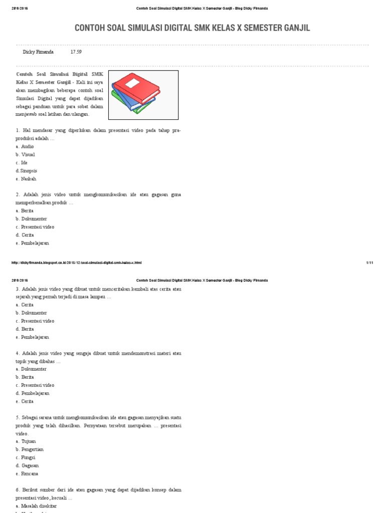 Contoh Soal Simulasi Digital SMK Kelas X Semester Ganjil