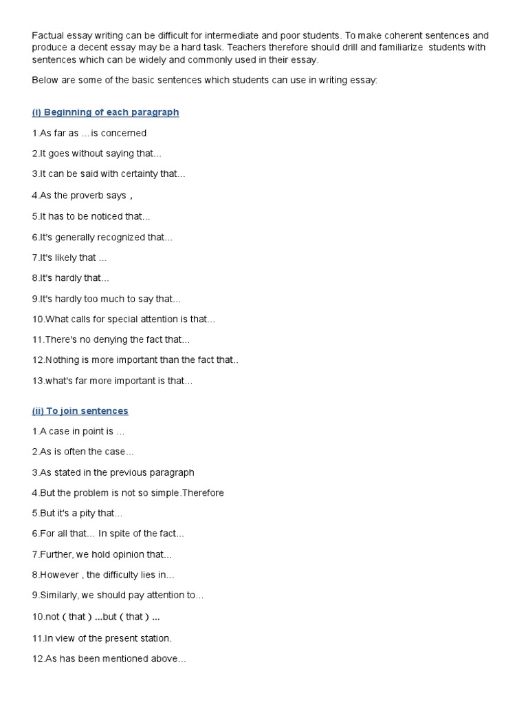 Useful essay sentences image