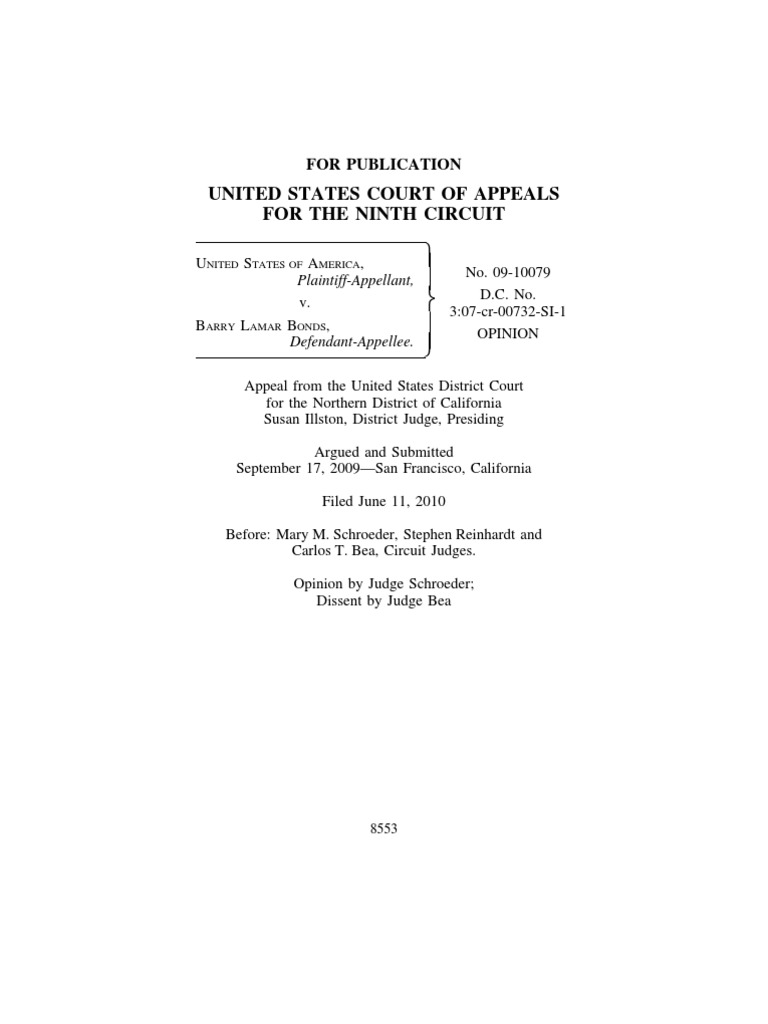 Barry Bonds Wins Appeal !!! | PDF | Federal Rules Of Evidence | Hearsay