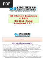 IES Interview Experience of AIR-1 IES 2012: Kunal Srivastava (E & T)