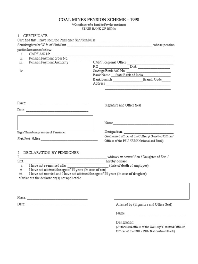 Coal Mines Pension Scheme | PDF