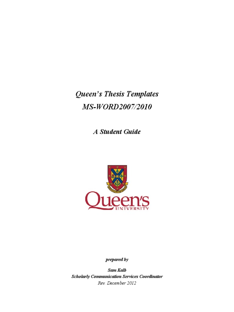 Queen's Thesis Templates Guide | PDF | Page Layout | Thesis
