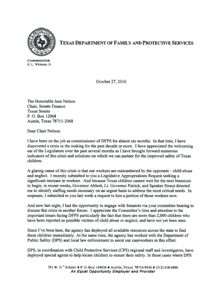 Senate Finance Committee - DFPS Proposal | PDF | Career & Growth
