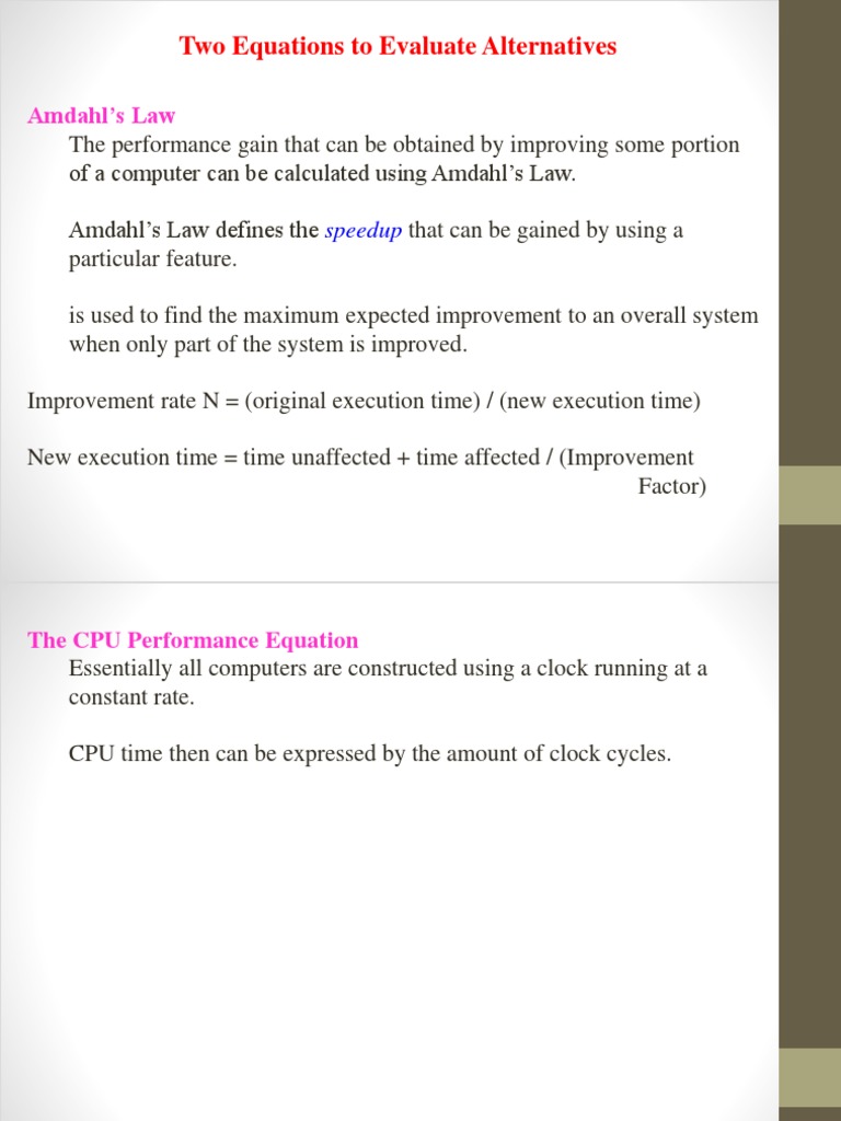 Amdahl's Law and CPU Performance Analysis | PDF | Central Processing ...
