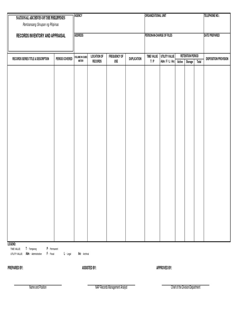 NAP Form 1 Inventory Appraisal PDF | PDF | Foreign Language Studies ...