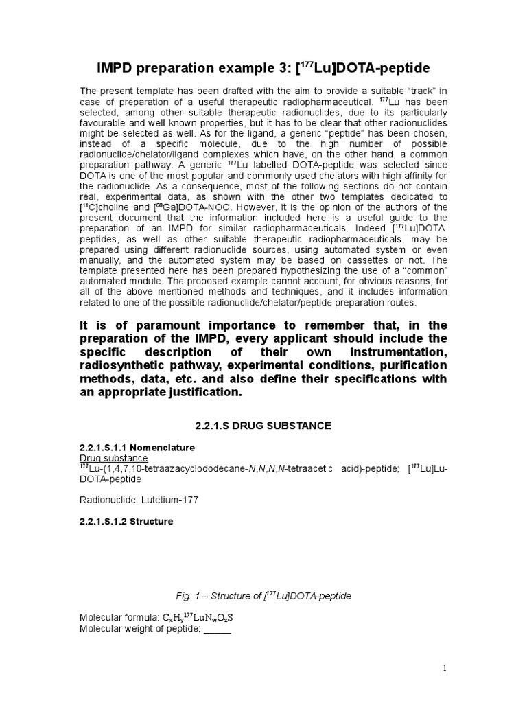 IMPD Template for [177Lu]DOTA-Peptide | PDF | Coefficient Of Variation ...