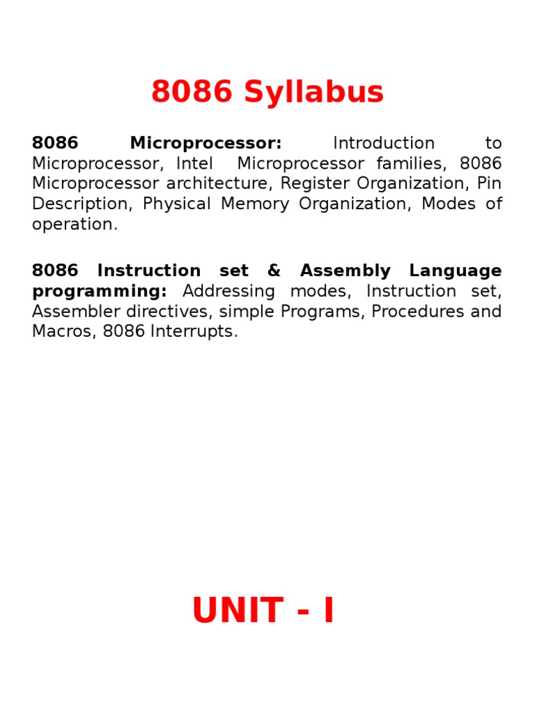 8086 Microprocessor Syllabus Overview | PDF | Subroutine | Integrated ...