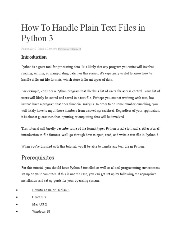 How To Handle Plain Text Files in Python 3 | PDF